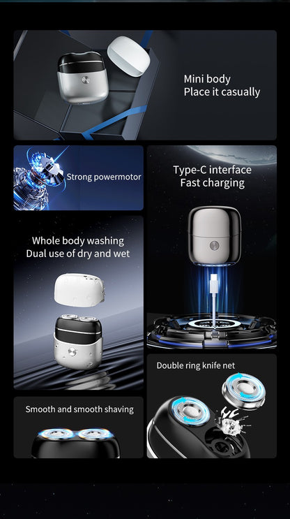 Portable Electric Razor for men accessories - magnetic shaver heads and USB charging cable