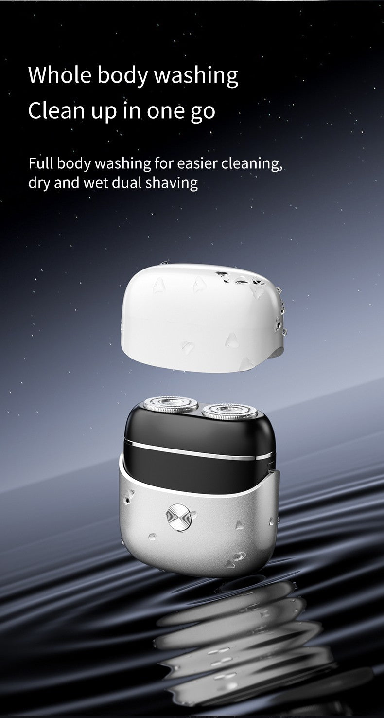 Portable Electric Razor for men close-up - precision dual head magnetic shaver blades