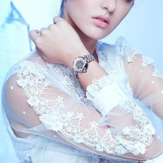  Luxury rhinestone watch for ladies on wrist elegant automatic timepiece
